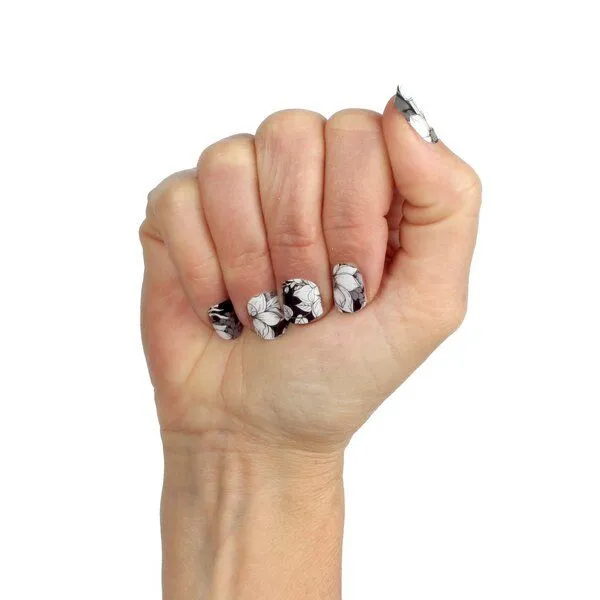 Vargu Vargu LAUED vegane Nagelfolien flower mood, Black & white, – Produktbild 2 von 4