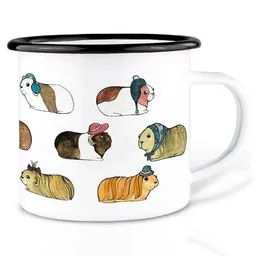 LIGARTI Emaille Tasse – Meerschweinchen flanieren – LIGARTI Tiermanufaktur – Produktbild 1 von 1