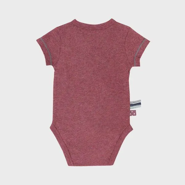 OrganicEra Baby S/S Kimono Body 'OrganicEra' aus Bio-Baumwolle, Bordeaux melange (rot), – Produktbild 3 von 5