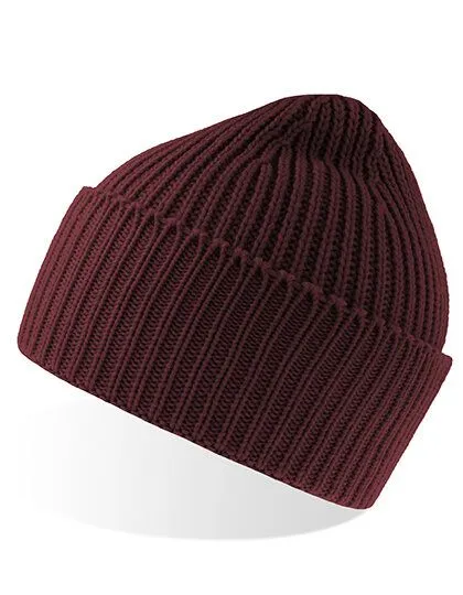 Atlantis Headwear Atlantis Headwear grob gestrickte Beanie-Mütze aus Polylana®-Garn, Burgundy melange, – Produktbild 2 von 3