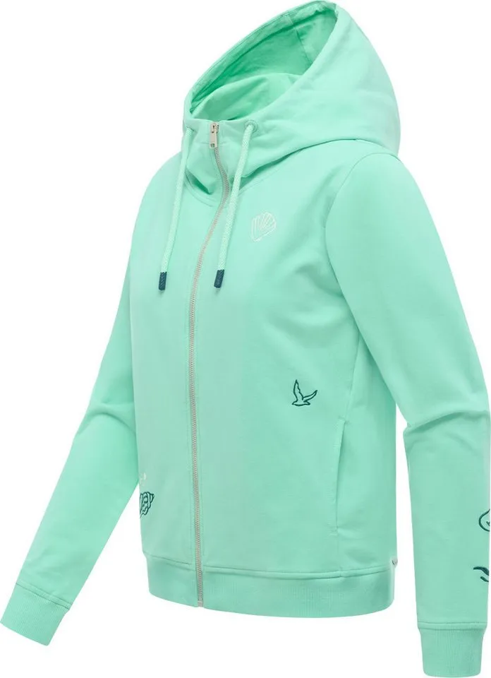 ragwear ragwear Sweatjacke Parya Embro Damen Zipper mit Stickereien, Grün, – Produktbild 3 von 4