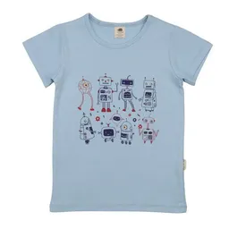 Walkiddy Walkiddy T-Shirt Hellblau Roboter-Frontprint Bio-Baumwolle GOTS – Produktbild 1 von 1