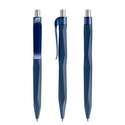 prodir prodir® Druckkugelschreiber QS20 Soft Touch PRT Push, blaue Mine, dunkelblau/silber satiniert, Silber / dunkelblau, – Produktbild 1 von 1