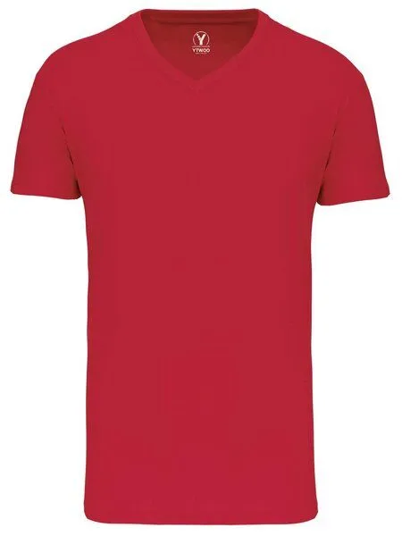 YTWOO YTWOO Basic Herren T-Shirt mit V-Ausschnitt aus Bio-Baumwolle, Rot, – Produktbild 2 von 2