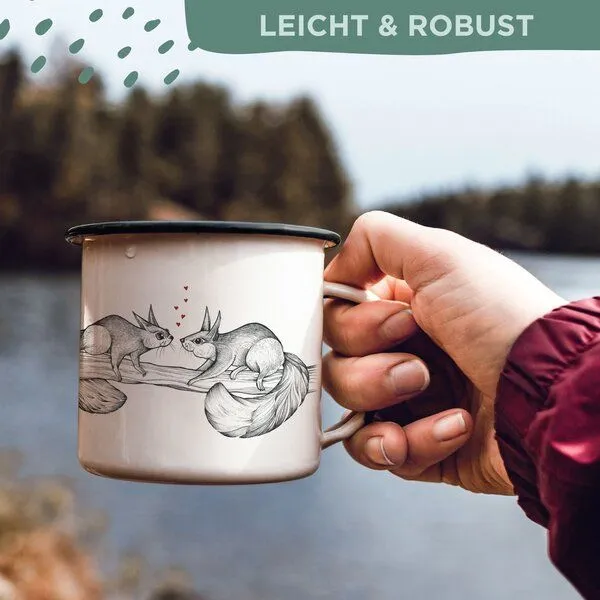 LIGARTI Emaille Tasse – Zwei Hörnchen – LIGARTI Tiermanufaktur – Produktbild 4 von 4