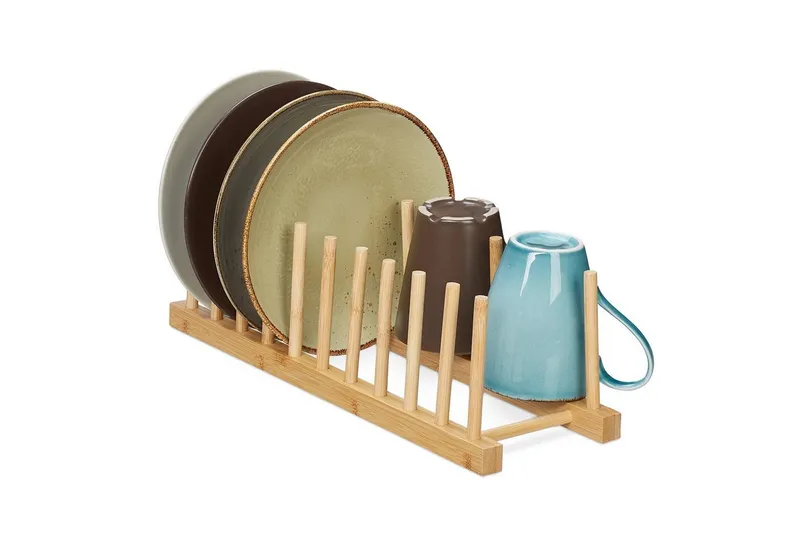 RELAXDAYS RELAXDAYS Geschirrständer Tellerständer Bambus, Zubehör für Teller, Braun, – Produktbild 1 von 5