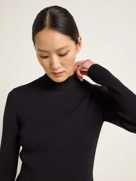 LANIUS LANIUS Stehkragenpullover aus Bio-Baumwolle, Black, – Produktbild 3 von 4