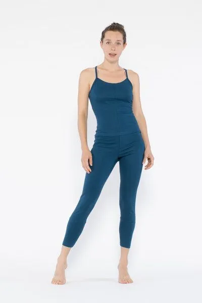 YOIQI YOIQI Yoga Einteiler Jumpsuit aus biologischer Baumwolle, Poseidon (petrol blau), – Produktbild 2 von 3