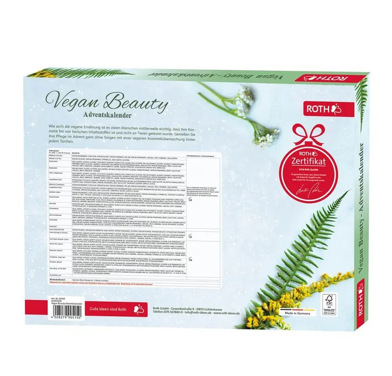 Roth Adventskalender Adventskalender Vegan Beauty, 24 vegane Kosmetikartikel für tierfreie Pflege im Advent – Produktbild 4 von 4