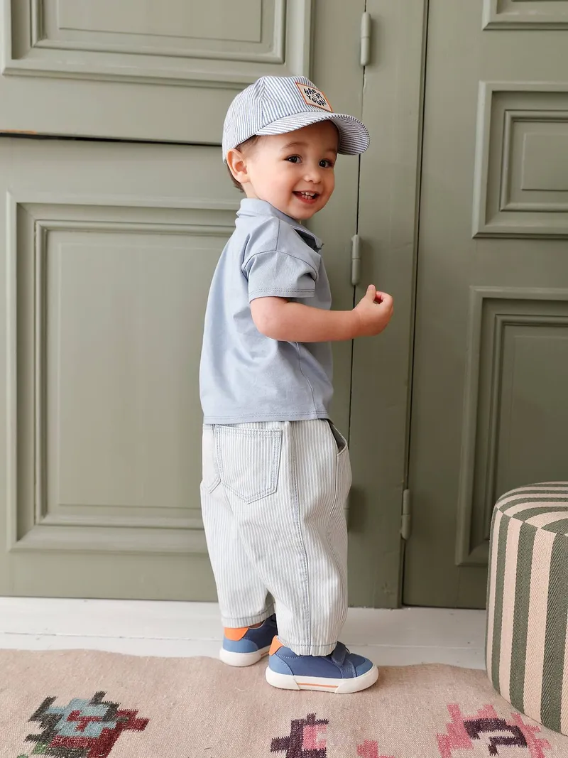 Vertbaudet Baby Cap HAPPY YOUPI, Blau gestreift, – Produktbild 2 von 3