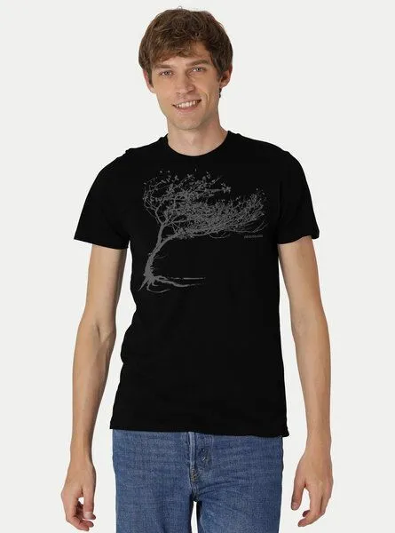 Peaces.bio - handbedruckte Biomode Peaces.bio - handbedruckte Biomode Bio-Herren-T-Shirt "Windy Tree", Schwarz, – Produktbild 2 von 2