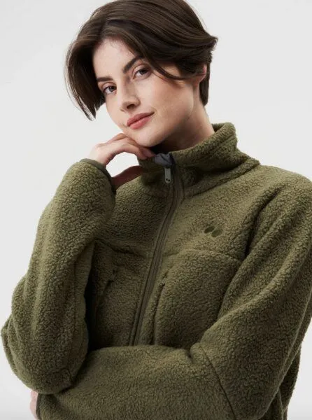 PINQPONQ pinqponq Fleece Jacket - Eternal Olive - Peat black (Female), Olive, – Produktbild 4 von 4