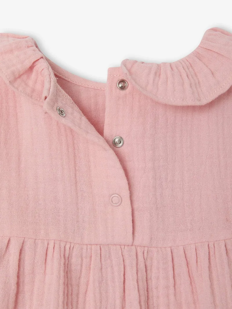 Vertbaudet Musselinkleid Mädchen Baby, Rosa, – Produktbild 4 von 4