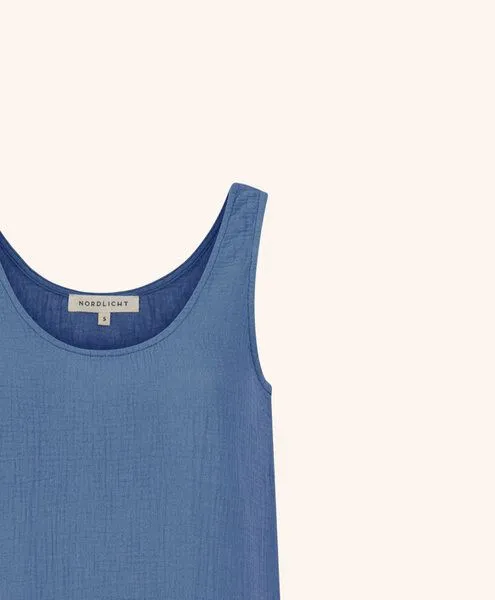 NORDLICHT NORDLICHT Damen Musselin Kleid aus 100% Bio-Baumwolle MARJA, Blau, – Produktbild 3 von 4