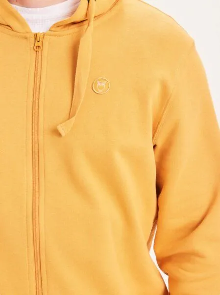KnowledgeCotton Apparel KnowledgeCotton Apparel Sweatjacke - Zip hood basic badge sweat- aus Biobaumwolle, Gelb (honey gold), – Produktbild 3 von 4