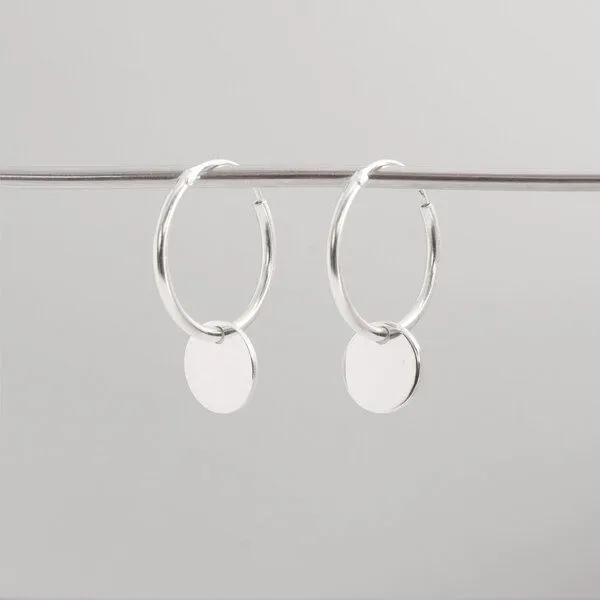 fejn jewelry fejn jewelry Set Kette 'shiny disc' + Creole mit Disc Anhänger, Silber, – Produktbild 1 von 3