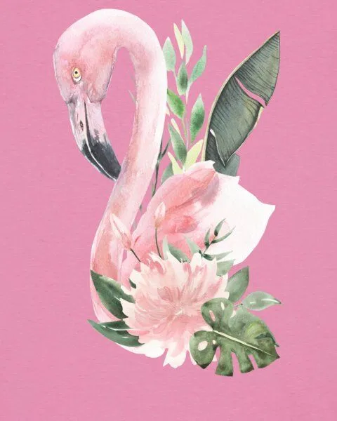 watapparel watapparel T-Shirt Frauen Flamingo mit Blumen, Bubble pink, – Produktbild 3 von 4