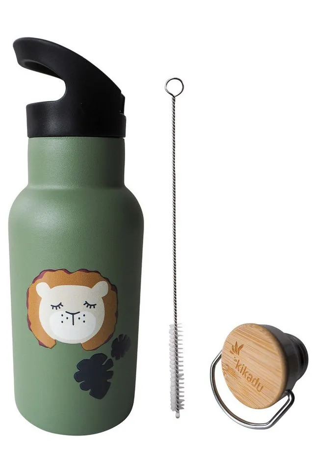 Kikadu Kikadu Kinder Edelstahl Trinkflasche Löwe Maße 20 x 7 cm, 350 ml, Grün, – Produktbild 3 von 6