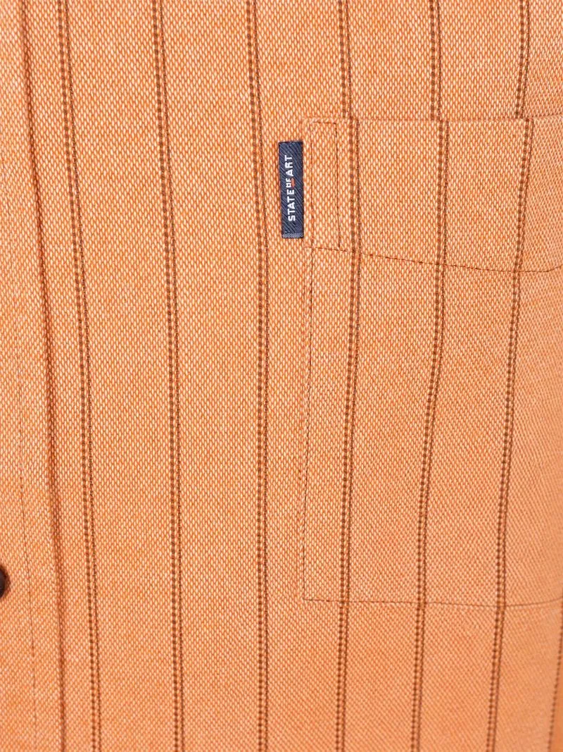 State of Art State Of Art Dobby Hemd Streifen Hellblau - Größe M, Orange, – Produktbild 2 von 3