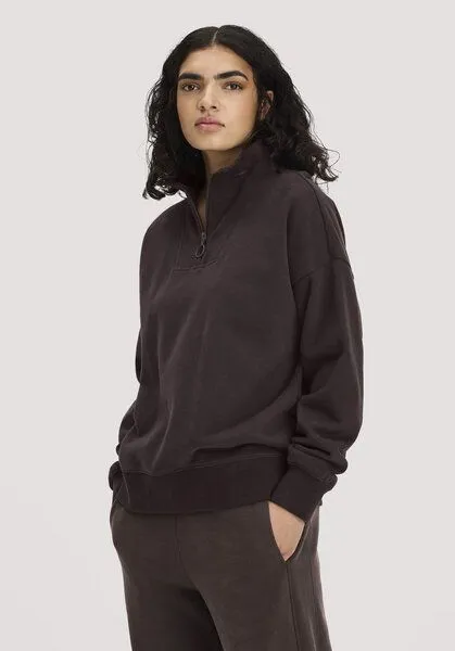 hessnatur hessnatur Troyer-Sweatshirt Oversize aus Bio-Baumwolle mit recycelter Baumwolle, Espresso, – Produktbild 1 von 4