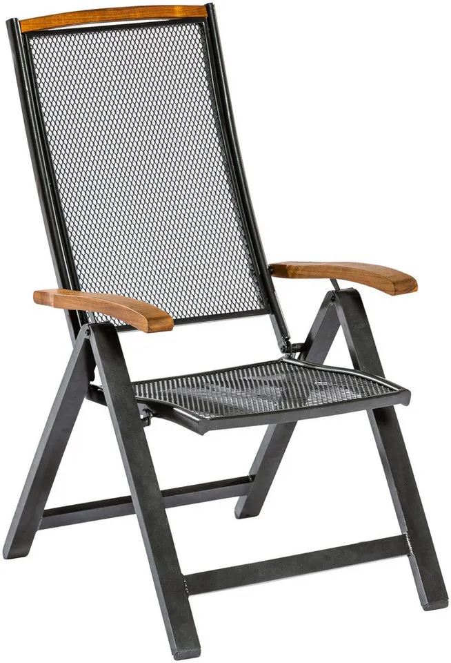 Merxx Merxx Garten-Essgruppe Tilos, (7-tlg), 6 Klappsessel mit ausziehbarem Tisch, Grau, – Produktbild 4 von 5