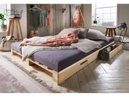 Infantil Infantil Palettenbett mit zwei Schubkästen 140 x 200 cm, Kiefer unbehandelt – Produktbild 1 von 1