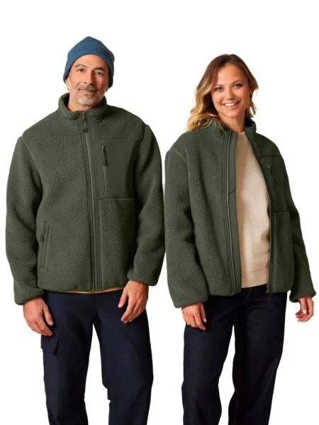 YTWOO YTWOO Relaxed- Fit Sherpajacke Unisex aus 100% Recyceltem Polyester, Schwarz, – Produktbild 2 von 4