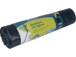 Secolan Secolan Mülleimerbeutel mit Zugband, 120 Liter, 10 Stück, 35 µ, blau/schwarz – Produktbild 1 von 1