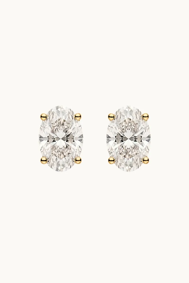 Dear Darling Berlin Dear Darling Berlin Damen vegan Ohrstecker Diamant Oval Talia Gelbgold, Gold, – Produktbild 2 von 2