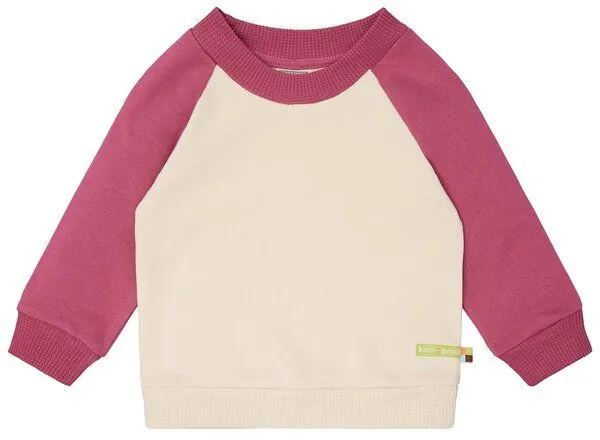 loud + proud loud + proud Babys & Kinder Sweatshirt mit Raglanärmeln, GOTS-zertifiziert, Vanilla/rouge(natur/pink), – Produktbild 2 von 4