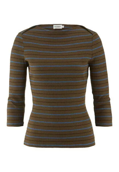 hessnatur hessnatur Slubrib Streifen Longsleeve Slim aus Bio-Baumwolle, Vintage oliv, – Produktbild 3 von 4