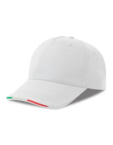 Atlantis Headwear Atlantis Headwear Cap kontrastierende Paspeln in Farben der italienischen Flagge, Weiss, – Produktbild 1 von 2