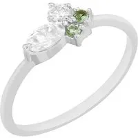 Eppi Eppi Zarter Ring mit Moissaniten und Tsavorit-Granaten Lowri, Weiss, – Produktbild 1 von 1