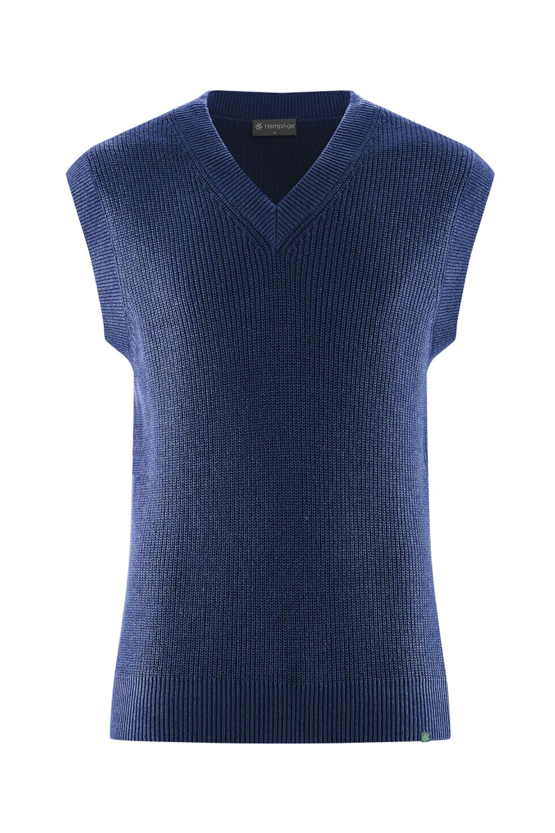 HempAge Hempage Herren vegan Strickweste Nachtblau, Blau, – Produktbild 1 von 2