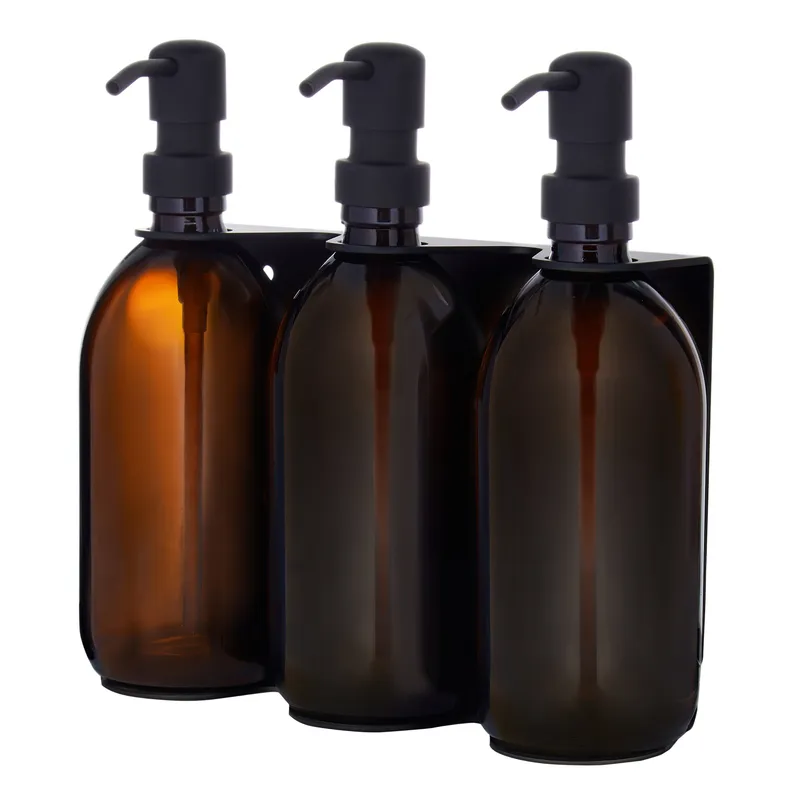 Kuishi Seifenspender Schwarz Wandmontage mit drei – Produktbild 2 von 5