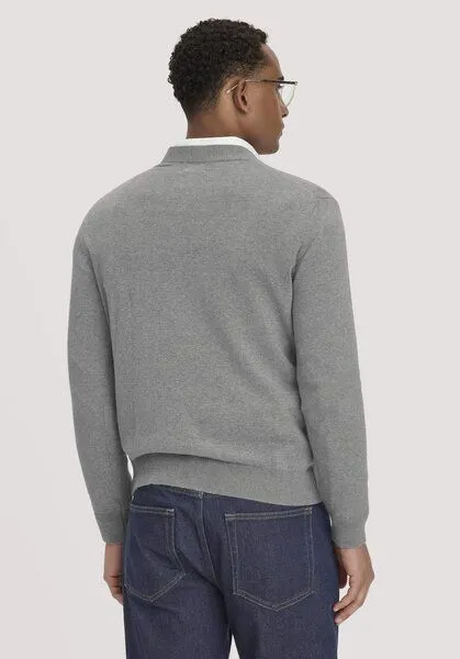 hessnatur hessnatur Strick Pullover Regular aus reiner Bio-Baumwolle, Grau, – Produktbild 3 von 5