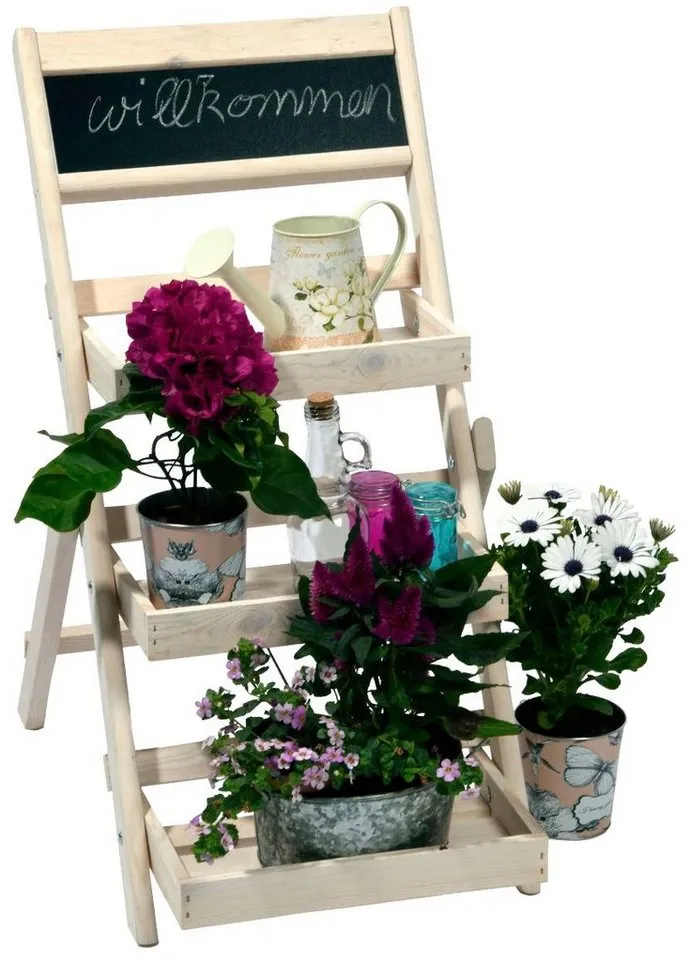 Dobar Dobar Pflanzentreppe, BxTxH: 38,5x49,5x69 cm, klappbar, Weiß, – Produktbild 3 von 4