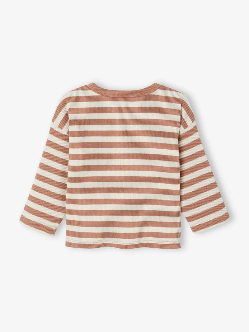 Vertbaudet Ringelshirt Baby, Cappuccino, – Produktbild 3 von 3