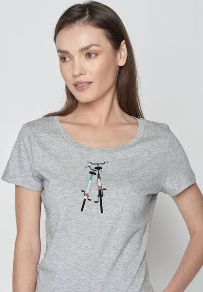 GreenBomb GREENBOMB Bike Romantic Loves - Lässiges T-Shirt aus Bio-Baumwolle / hochwertiger Print / GOTS / Fair & Vegan, Grau (heidegrau), – Produktbild 4 von 4