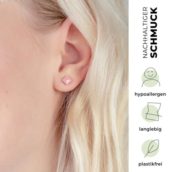 ALEXASCHA ALEXASCHA Minimalistische Keramik Ohrstecker, mini | PUREFORM, Rosa, – Produktbild 3 von 4