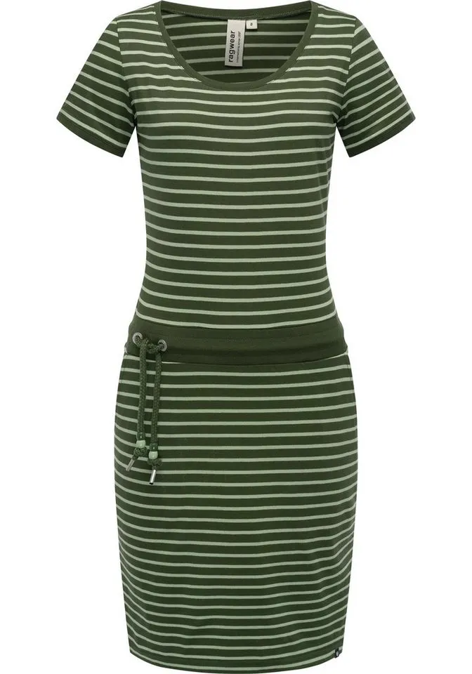 ragwear ragwear Sommerkleid Baomi gestreiftes Damen Minikleid mit Taillenkordel und Taschen, Grün, – Produktbild 1 von 2