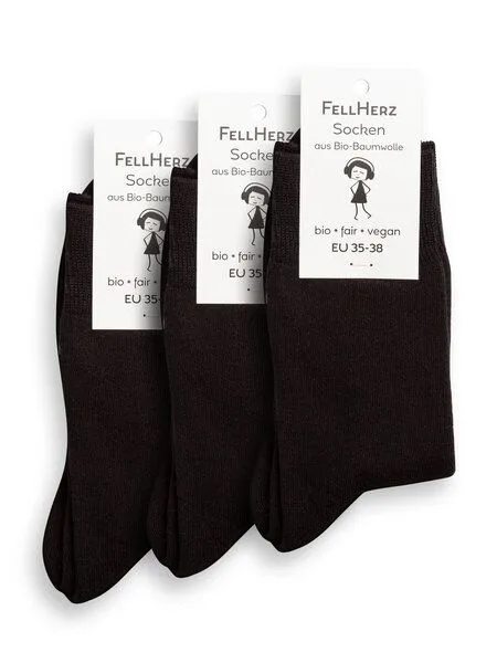 FellHerz FellHerz 3er Pack Kuschel-Socken mit Bio-Baumwolle schwarz – Produktbild 2 von 5