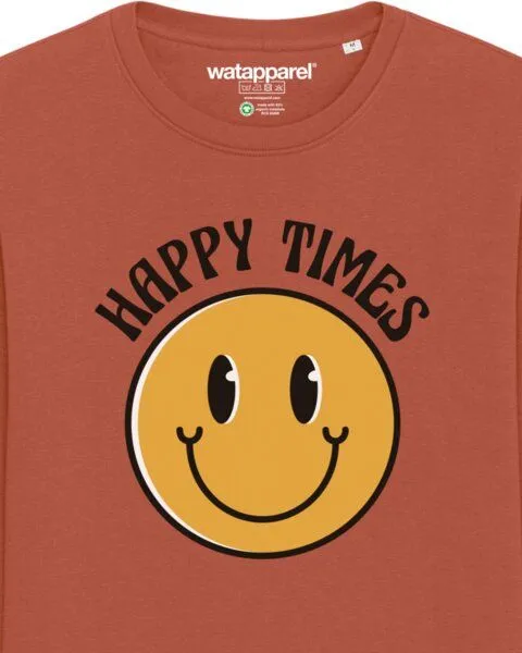 watapparel watapparel Sweatshirt Unisex Happy times smiley emoji, Heritage brown, – Produktbild 3 von 4