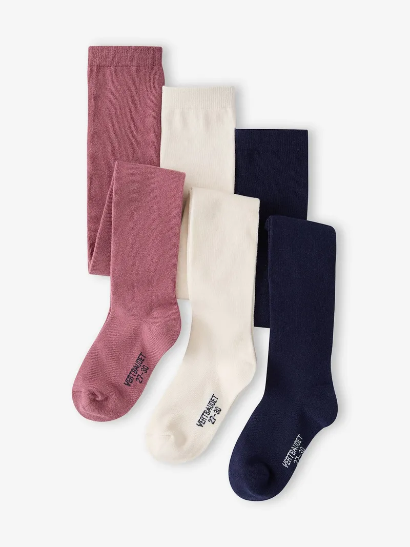 Vertbaudet 3er-Pack Mädchen Strumpfhosen BASIC, Malve, – Produktbild 1 von 2