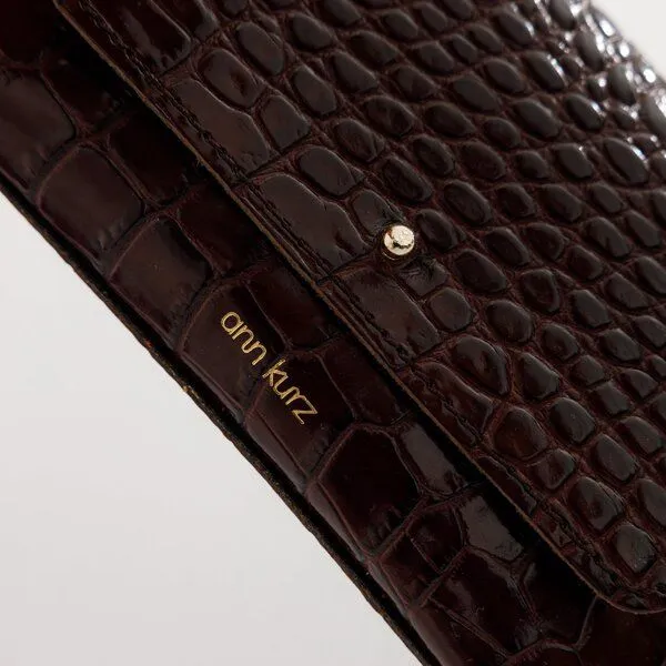 ann kurz ann kurz Mini Envelope – Portemonnaie aus Leder, Croco print bordeaux, – Produktbild 2 von 3
