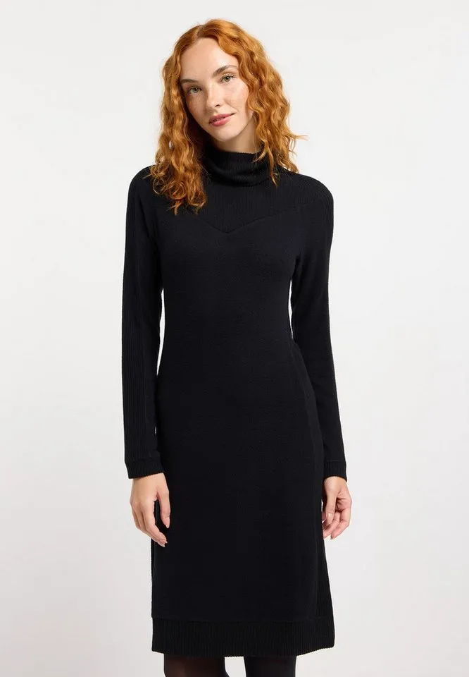 ragwear ragwear Strickkleid PEONA Label-Applikation am Saum für den unverkennbaren ragwear-Look, Schwarz, – Produktbild 2 von 5