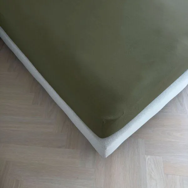 Kayori Kayori Emma Spannbettlaken Baumwollsatin, Dunkelgrün, – Produktbild 2 von 4