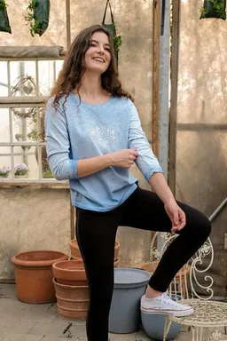 The Spirit of OM The Spirit of OM Langarm- Shirt Blau- Silber – Produktbild 1 von 1