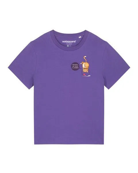 watapparel watapparel T-Shirt Frauen Funny Cat, Purple love, – Produktbild 1 von 3