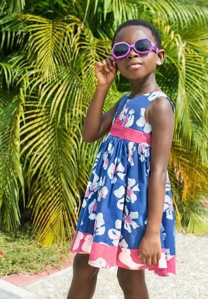 Global Mamas Global Mamas Bio Twirl Kleid - Tropics - Blau – Produktbild 3 von 4